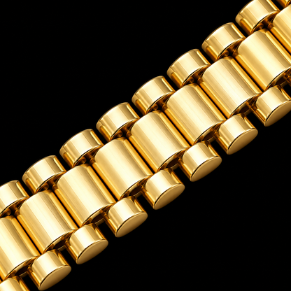 Detalle macro del tejido Rolex de la cadena de oro de 7 mm, DP&C Joyas