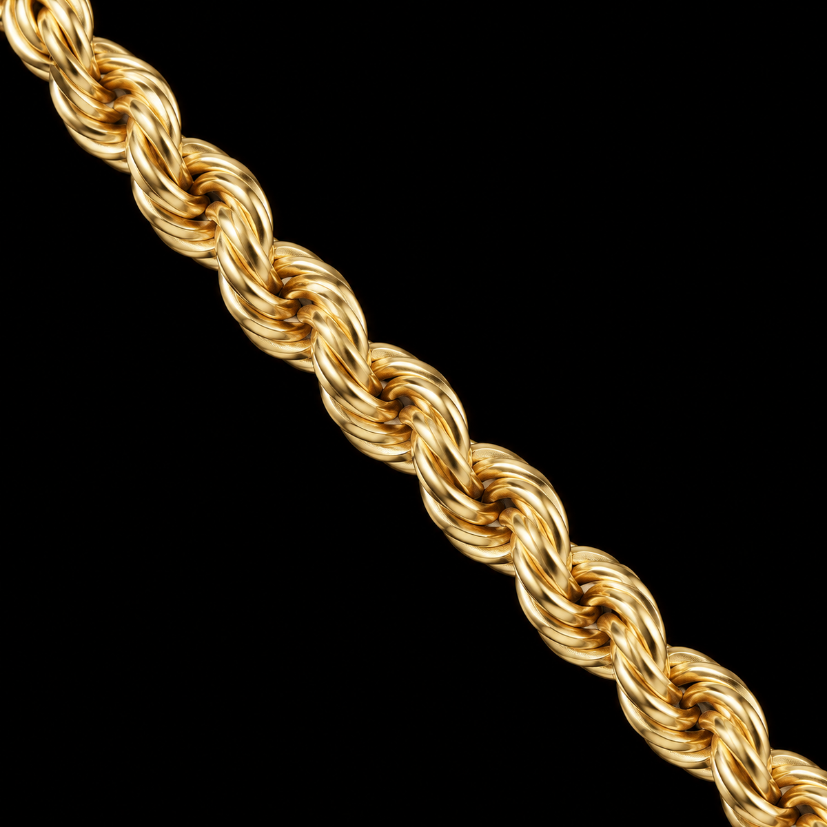 Detalle macro del tejido torsal de la cadena de oro de 2 mm, DP&C Joyas
