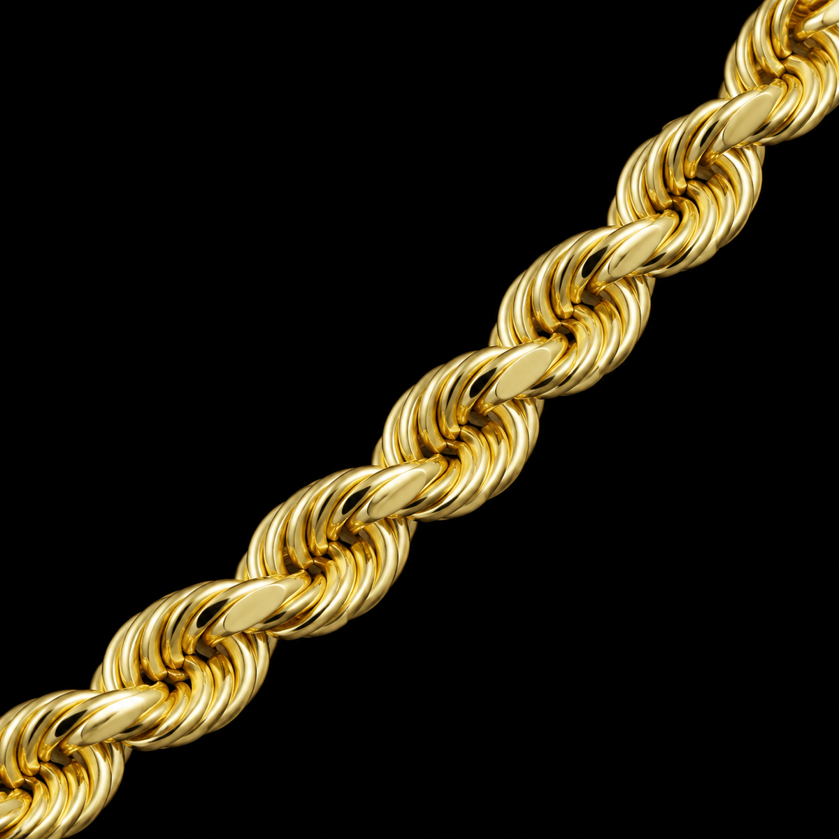 Detalle macro del tejido torsal de la cadena de oro de 5 mm, DP&C Joyas