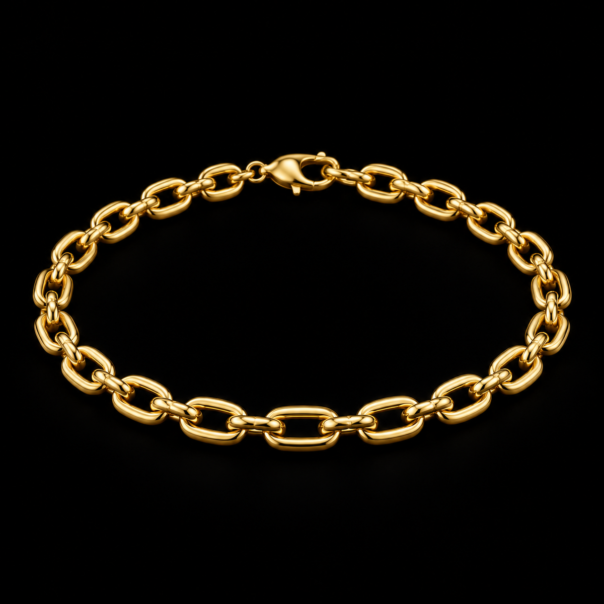 Pulso de oro tejido ancla de 5 mm completo sobre fondo negro